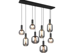 Pendelleuchte DIVA 8-flammig mit Glasschirmen Chrom bedampft, Breite 120cm