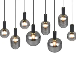 Pendelleuchte DIVA 8-flammig mit Glasschirmen Chrom bedampft, Breite 120cm