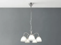 Pendelleuchte DOBBY 5-flammig mit Glas Lampenschirmen Weiß, Ø 55cm