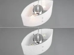 Pendelleuchte ELISA mit Glas Lampenschirm Weiß Oval, Breite 40cm