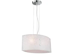 Pendelleuchte ELISA mit Glas Lampenschirm Weiß Oval, Breite 40cm