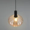 Pendelleuchte ELVEZIA einflammig mit Kugel Glasschirm Amber Ø 26cm