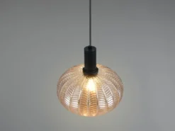 Pendelleuchte ELVEZIA einflammig mit Kugel Glasschirm Amber Ø 26cm
