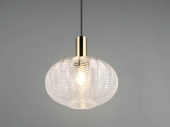 Pendelleuchte ELVEZIA einflammig mit Kugel Glasschirm Transparent Ø 26cm
