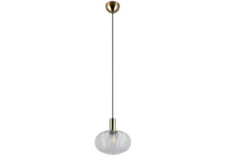Pendelleuchte ELVEZIA einflammig mit Kugel Glasschirm Transparent Ø 26cm