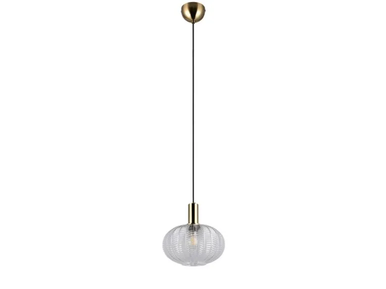 Pendelleuchte ELVEZIA einflammig mit Kugel Glasschirm Transparent Ø 26cm