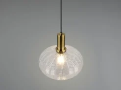 Pendelleuchte ELVEZIA einflammig mit Kugel Glasschirm Transparent Ø 26cm