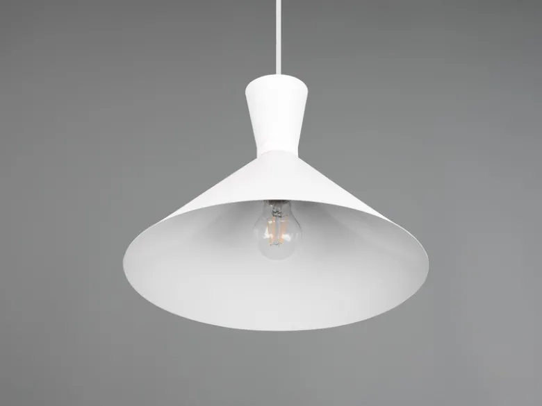 Pendelleuchte ENZO einflammig mit Metallschirm Weiß, Ø 35cm