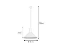 Pendelleuchte ENZO einflammig mit Metallschirm Weiß, Ø 35cm