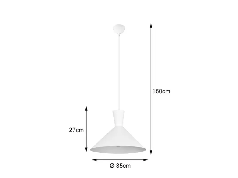 Pendelleuchte ENZO einflammig mit Metallschirm Weiß, Ø 35cm