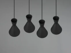 Pendelleuchte ENZO 4 flammig Metallschirme Schwarz, Breite 90cm