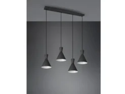 Pendelleuchte ENZO 4 flammig Metallschirme Schwarz, Breite 90cm