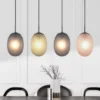 Pendelleuchte FACETTE 4-flammig mit farbigen ovalen Glasschirmen, B: 117cm