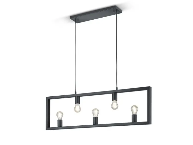 Pendelleuchte 5-flammig Metall Schwarz Breite 100cm