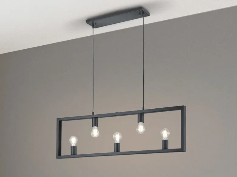 Pendelleuchte 5-flammig Metall Schwarz Breite 100cm
