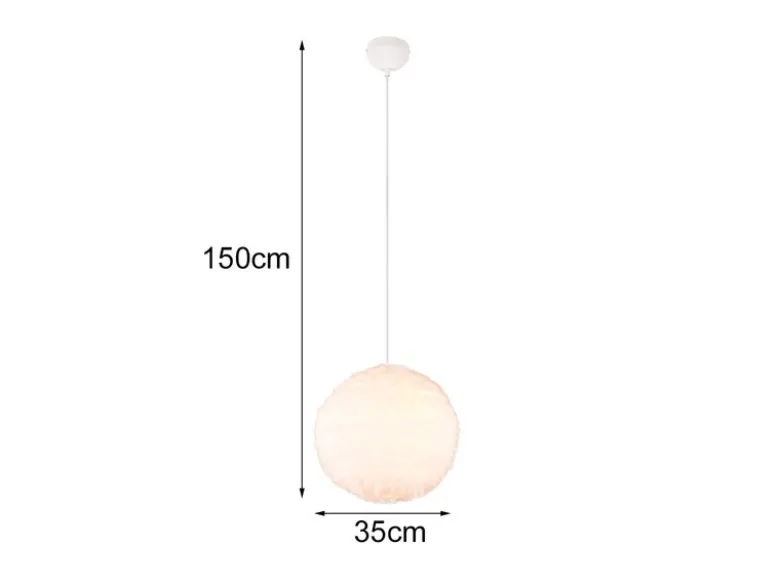 Pendelleuchte FURRY mit Kugel Lampenschirm aus Plüsch, Ø 35cm
