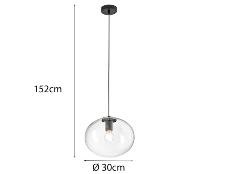 Pendelleuchte GALAXY einflammig mit Kugel Glasschirm transparent Ø 30cm