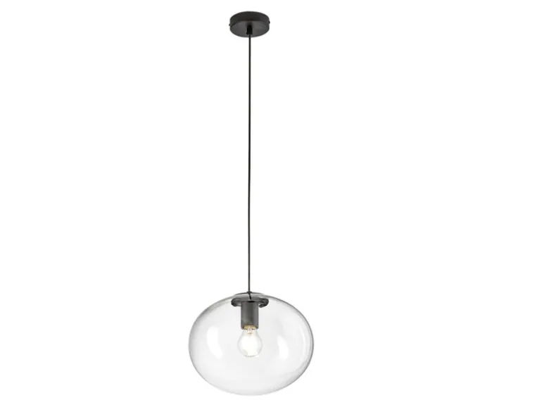 Pendelleuchte GALAXY einflammig mit Kugel Glasschirm transparent Ø 30cm