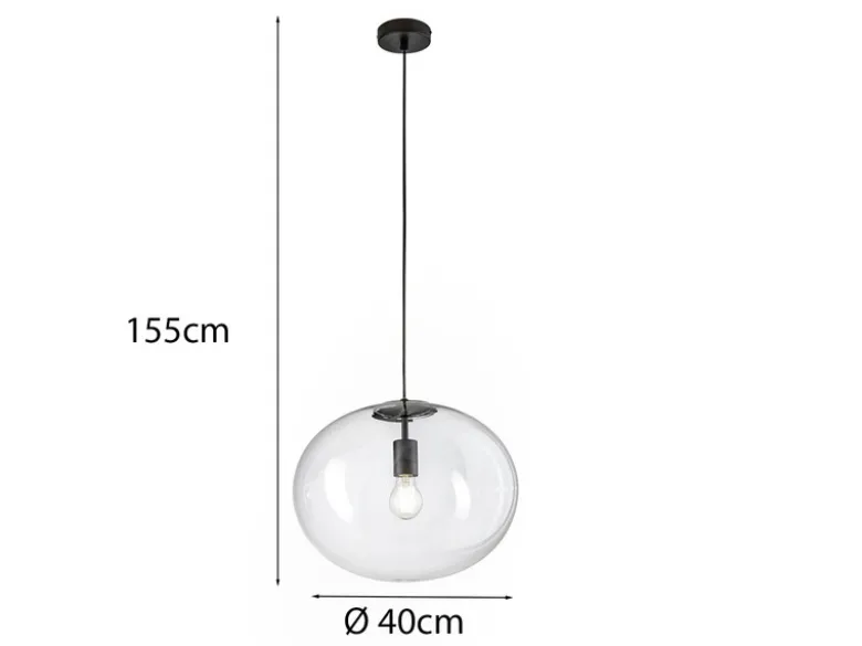 Pendelleuchte GALAXY einflammig mit Kugel Glasschirm transparent Ø 40cm