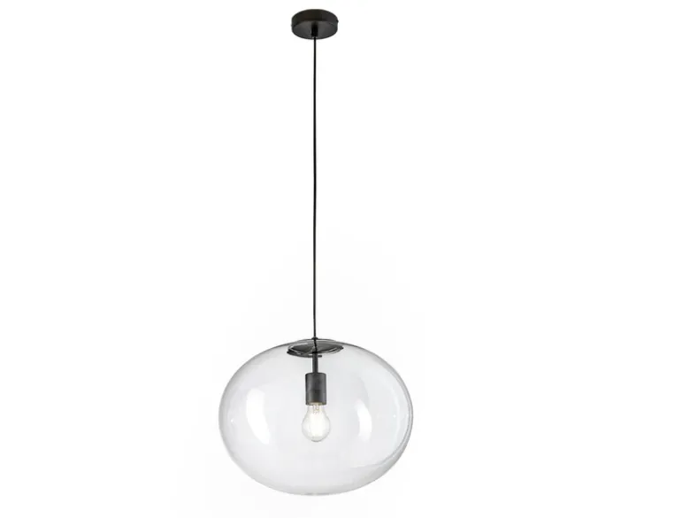 Pendelleuchte GALAXY einflammig mit Kugel Glasschirm transparent Ø 40cm