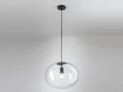 Pendelleuchte GALAXY einflammig mit Kugel Glasschirm transparent Ø 40cm