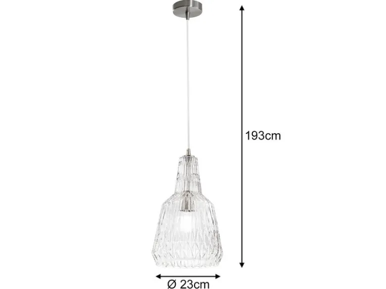 Pendelleuchte GALWAY einflammig, Kristallglas Transparent facettiert, Ø 23cm