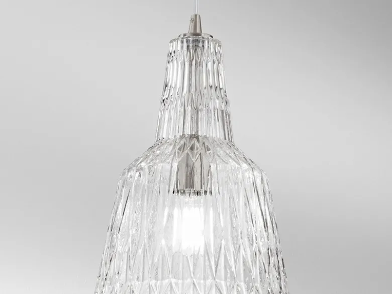 Pendelleuchte GALWAY einflammig, Kristallglas Transparent facettiert, Ø 23cm