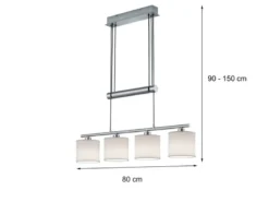 Pendelleuchte GARDA 4-flammig Weiß höhenverstellbar mit Stoffschirmen, B: 80cm