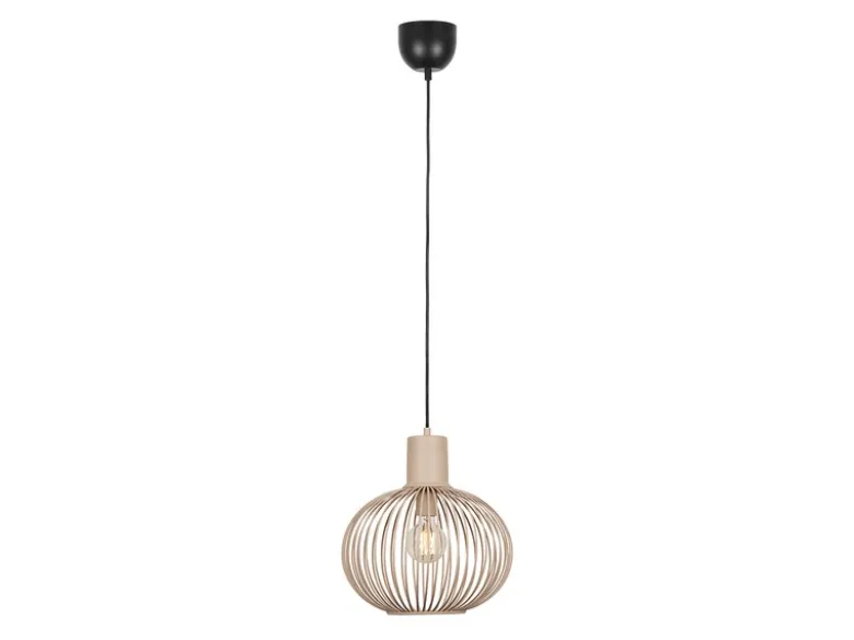 Pendelleuchte GILA mit Gitter Lampenschirm Beige Ø 33cm
