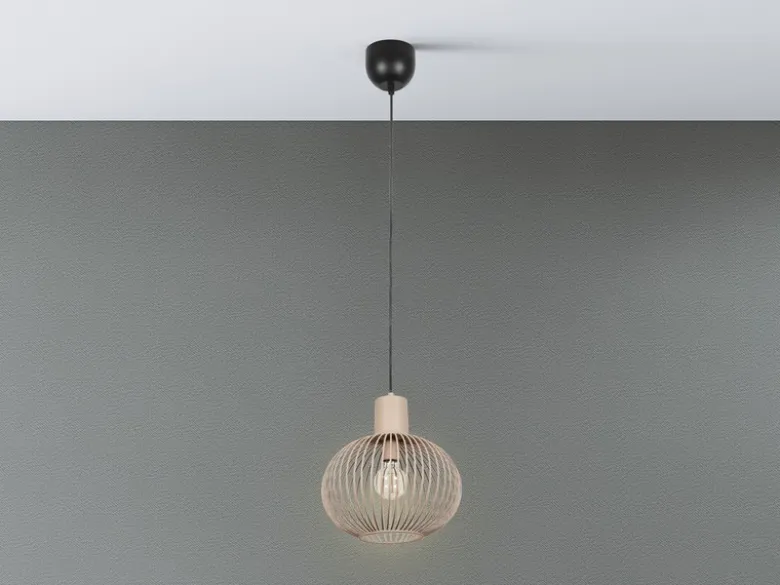 Pendelleuchte GILA mit Gitter Lampenschirm Beige Ø 33cm