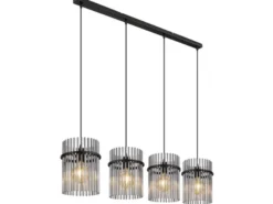 Pendelleuchte GORLEY 4-flammig mit Rauchglas Stäben, Breite 110cm