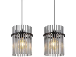 Pendelleuchte GORLEY 4-flammig mit Rauchglas Stäben, Breite 110cm