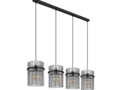 Pendelleuchte GORLEY 4-flammig mit Rauchglas Stäben, Breite 110cm
