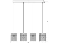 Pendelleuchte GORLEY 4-flammig mit Rauchglas Stäben, Breite 110cm