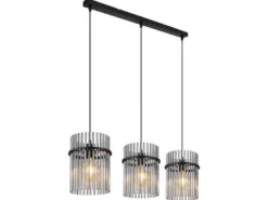 Pendelleuchte GORLEY 3-flammig mit Rauchglas Stäben, Breite 80cm