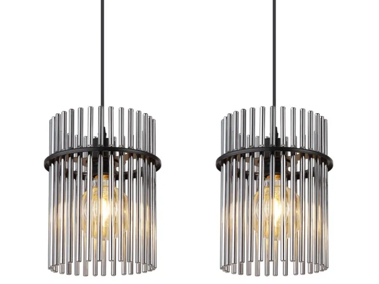 Pendelleuchte GORLEY 3-flammig mit Rauchglas Stäben, Breite 80cm