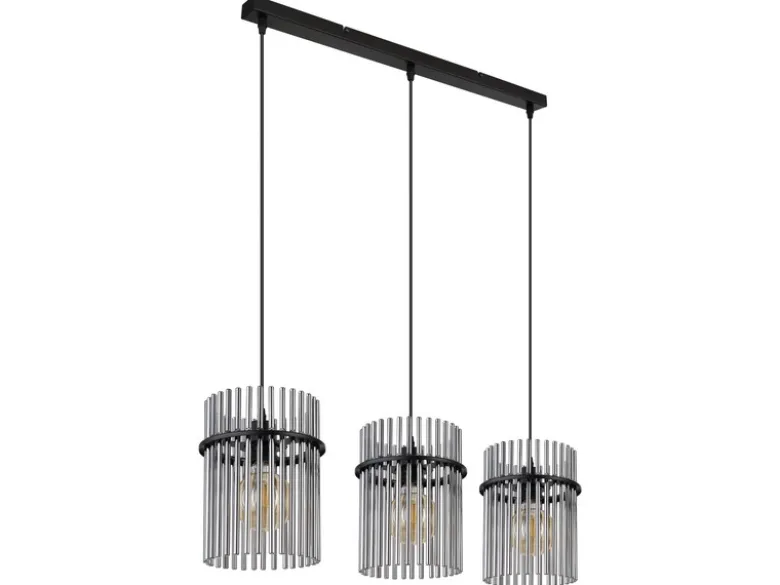 Pendelleuchte GORLEY 3-flammig mit Rauchglas Stäben, Breite 80cm