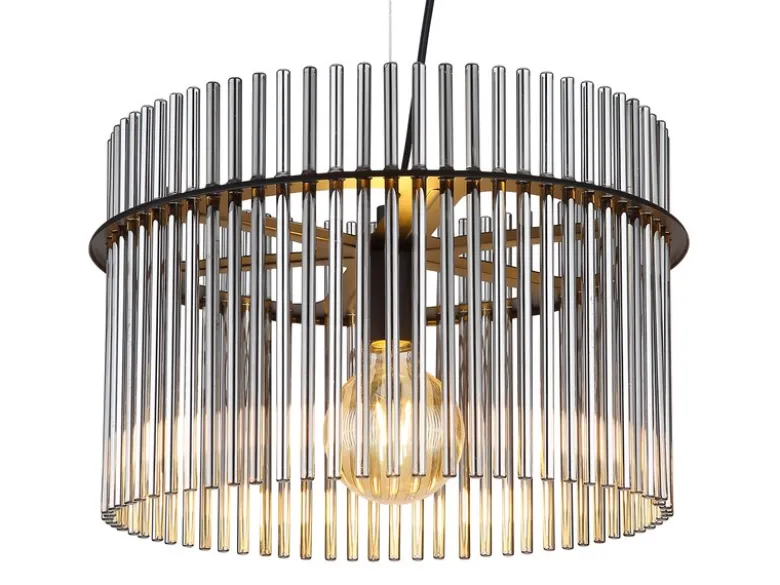 Pendelleuchte GORLEY mit Rauchglas Stäben, Ø 40cm