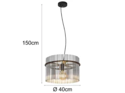 Pendelleuchte GORLEY mit Rauchglas Stäben, Ø 40cm