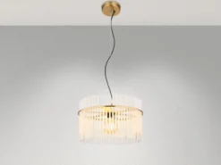Pendelleuchte GORLEY mit transparenten Echtglas Stäben, Ø 40cm