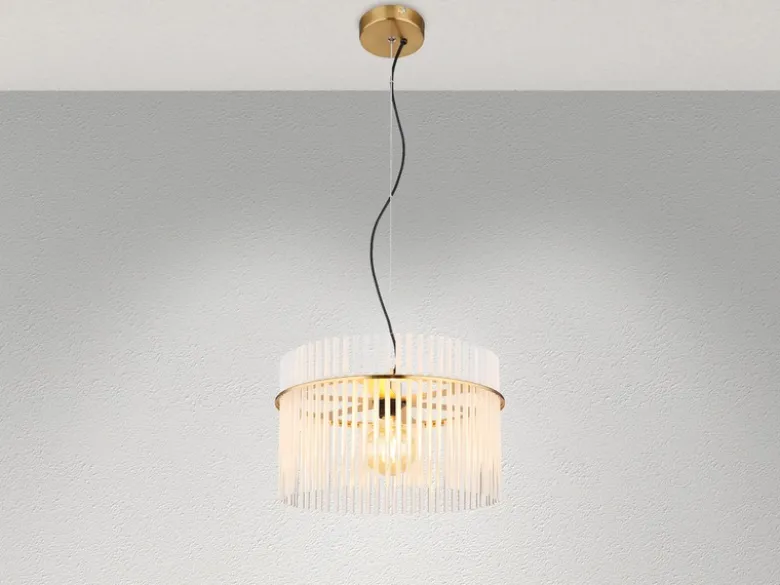 Pendelleuchte GORLEY mit transparenten Echtglas Stäben, Ø 40cm