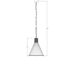 Pendelleuchte HALIA Drahtlampe Metall Schwarz mit Hanfseil, Ø 35cm
