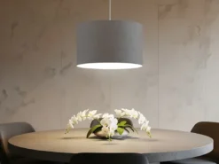 Pendelleuchte HOTEL mit Stoff Lampenschirm in Grau, Ø 40cm