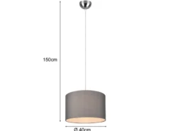 Pendelleuchte HOTEL mit Stoff Lampenschirm in Grau, Ø 40cm