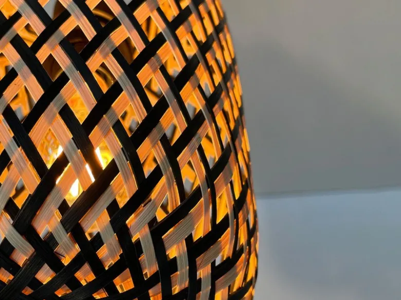 Pendelleuchte HUMMEL 3-flammig mit Bambus Korbgeflecht, Breite 69cm