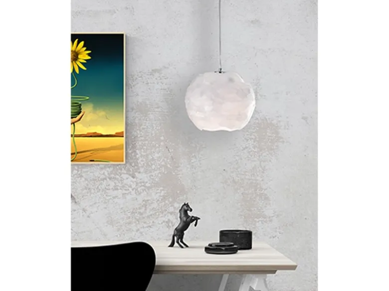 Pendelleuchte ICEBERG Lampenschirm mit Eiseffekt Weiß, Ø 26cm