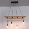 Pendelleuchte IRMGARD 4-flammig mit Leiter Holzbalken 192cm lang, Breite 115cm