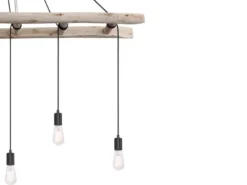 Pendelleuchte IRMGARD 6-flammig mit Leiter Holzbalken 192cm lang, Breite 160cm