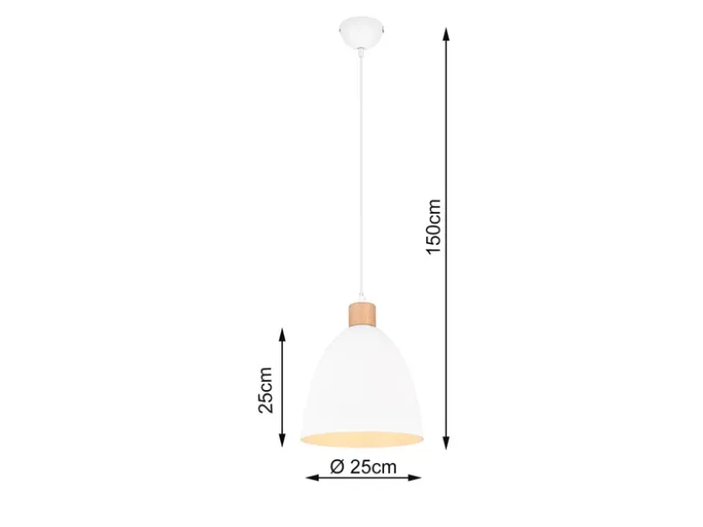 Pendelleuchte JAGGER Lampenschirm Metall/Holz Weiß, Ø 25cm