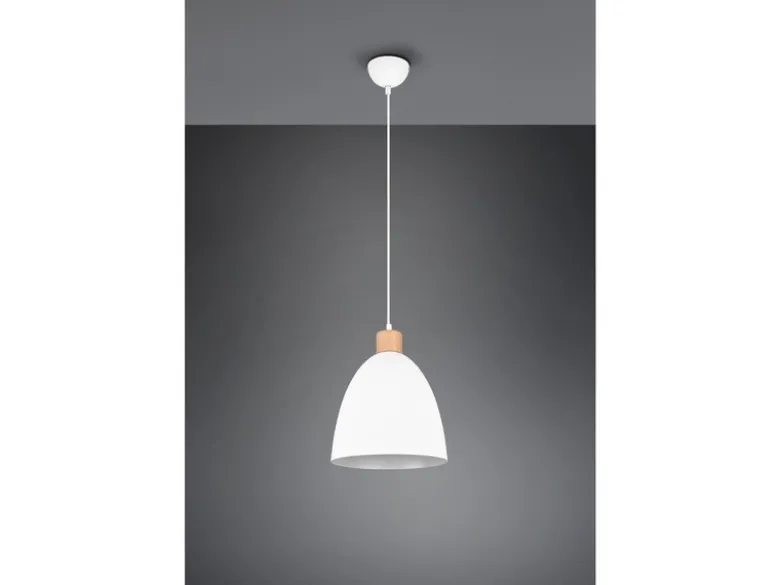 Pendelleuchte JAGGER Lampenschirm Metall/Holz Weiß, Ø 25cm
